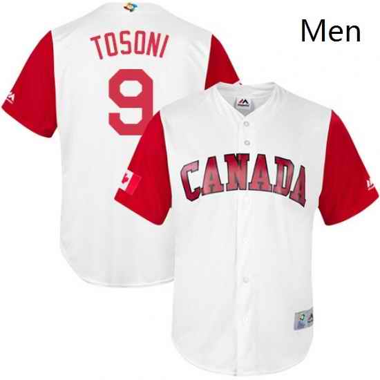 Mens Canada Baseball Majestic 9 Rene Tosoni White 2017 World Baseball Classic Replica Team Jersey